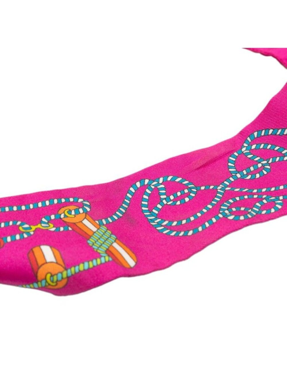 Hermes Twilly Cordages Scarf Purple Silk - Picture 2 of 6